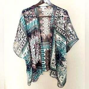 BAND OF GYPSIES Women’s Kimono Short Sleeve Flowy Sheer Oversized Boho Size M/L